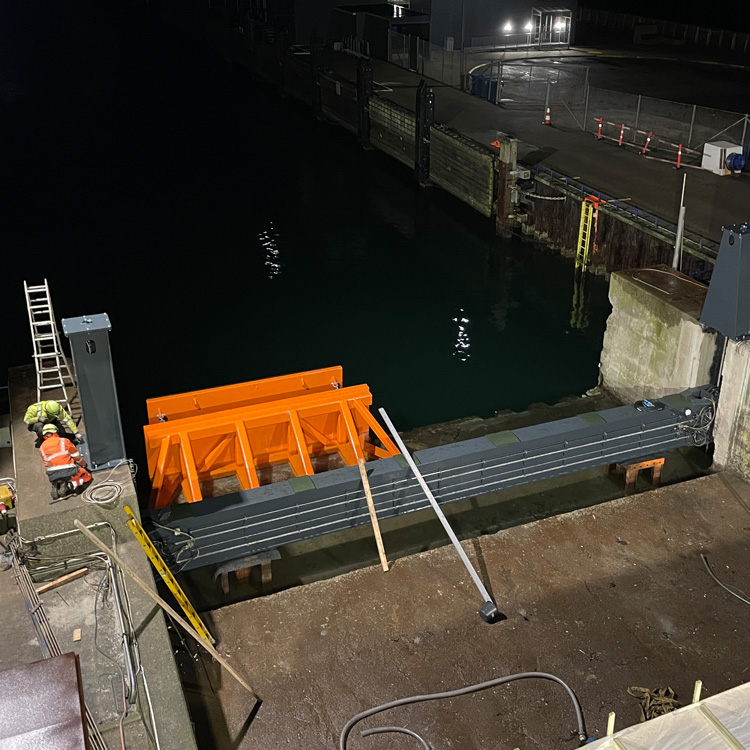 Ny broklap ved Stena Lines færgeterminal Grenaa Havn